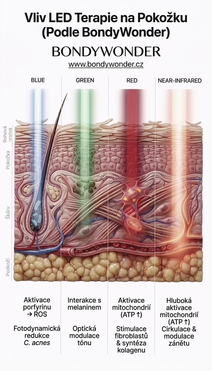 Infografika: hloubka průniku světla do kůže